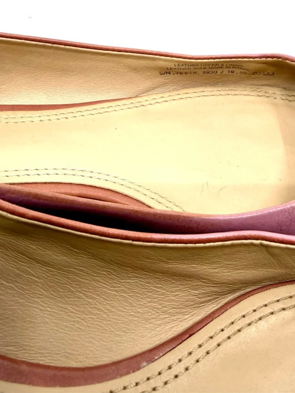 TORY BURCH~Fairfield~POINTED TOE CALF LEATHER BALLET FLATS Pink & Mauve Sz 8.5